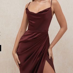 ✖️SOLD!! HOUSE OF CB 'Reva' Raisin Satin Balcony Corset Dress S